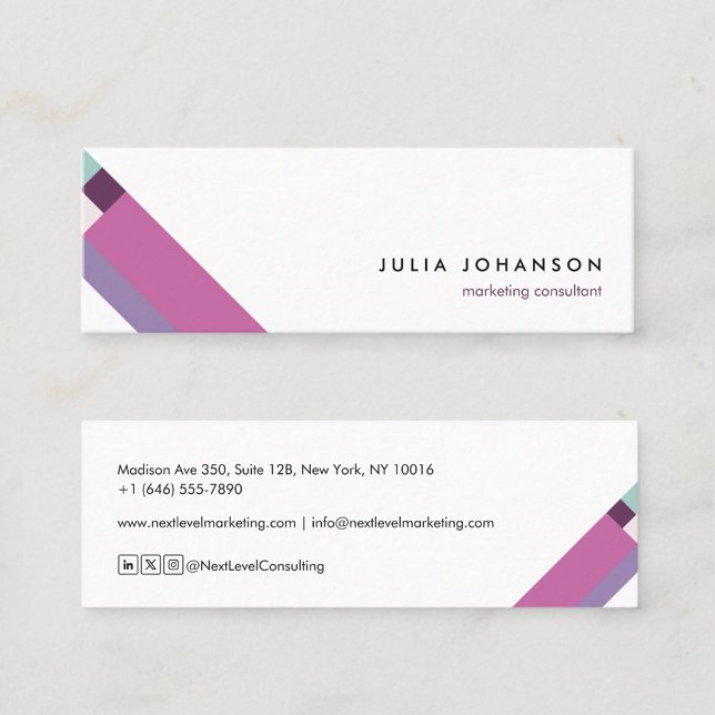 Minitarjeta De Visita motivo geométrico minimalista moderno violeta (Subido por el creador)