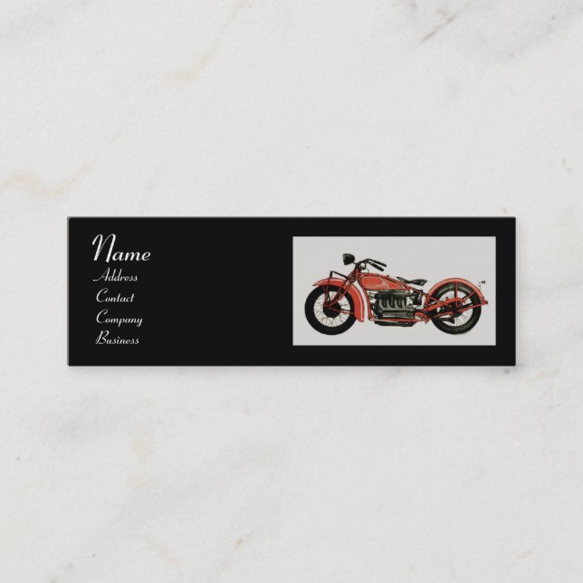 Minitarjeta De Visita MOTOCICLETAS DE VINTAJE MONOGRAMA gris blanco rojo (Anverso)