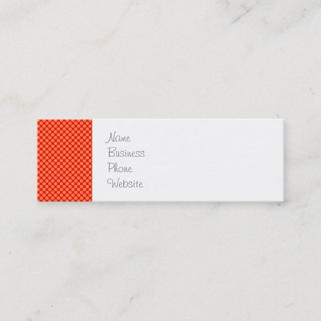 Minitarjeta De Visita Naranja brillante y mini polka rojo patrón de punt (Anverso)