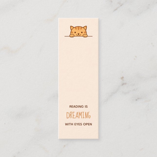 Minitarjeta De Visita Naranja Tabby Cat Peeking por encima de la cita de (Anverso)