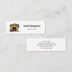 Minitarjeta De Visita Navidades acogedores de la chimenea de Victoria