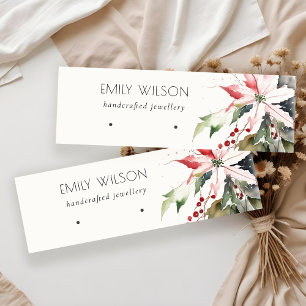 Minitarjeta De Visita Navidades blandos Berry Poinsettia Watercolor Earl