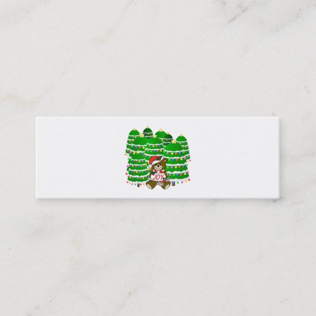 Minitarjeta De Visita Navidades con Rótulo JOY y árboles de Navidad (Anverso)