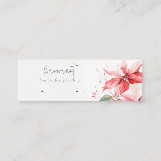 Minitarjeta De Visita Navidades de Poinsettia Florals Hoops Stud Holder (Anverso)
