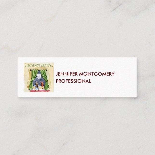 Minitarjeta De Visita Navidades desean navidades infantiles y gatos gato (Anverso)