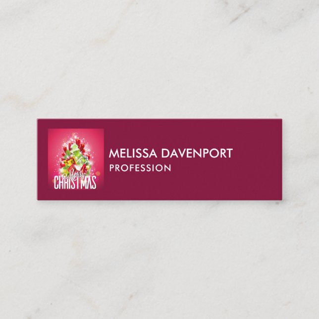 Minitarjeta De Visita Navidades modernos envueltos de regalo y árbol - f (Anverso)