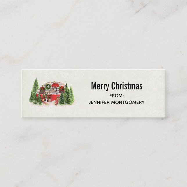 Minitarjeta De Visita Navidades Trailer Camper Outdoorsy Tema (Anverso)