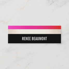 Minitarjeta De Visita Negrita moderna de rosa caliente y rayas negras