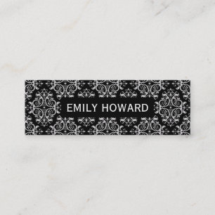 Minitarjeta De Visita Negro de patrón de damasco
