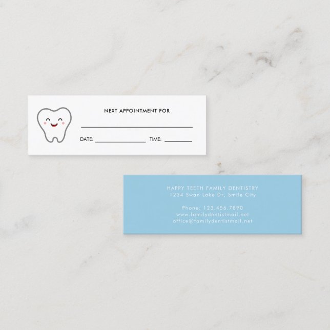 Minitarjeta De Visita Nombramiento de dentista higienista dental (Anverso / Reverso)