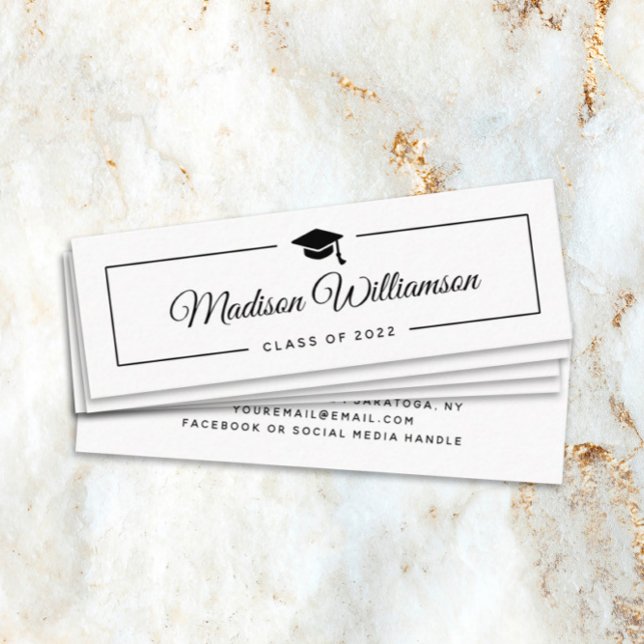 Minitarjeta De Visita Nombre de graduación guión moderno de moda (Subido por el creador)