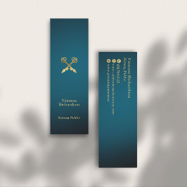 Minitarjeta De Visita Notario de lujo Sleek Blue & Gold Pens