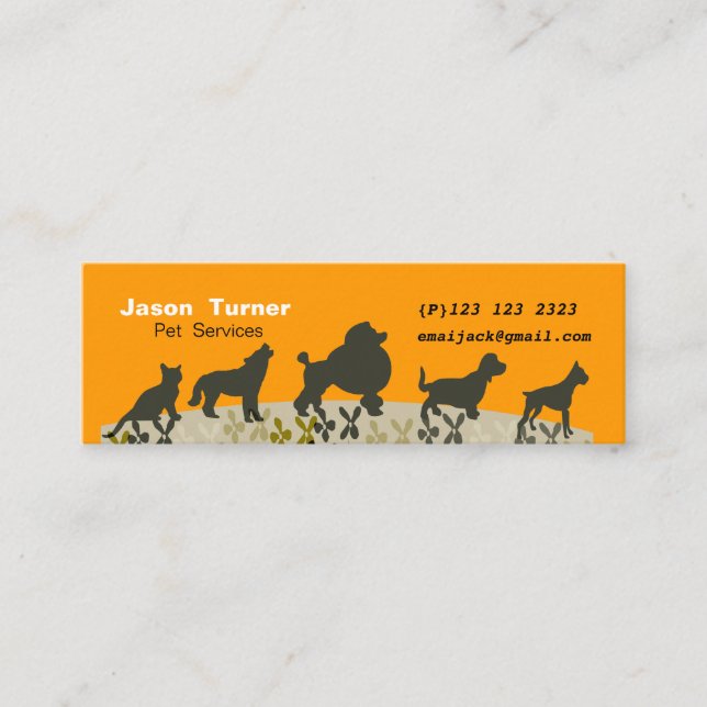 Minitarjeta De Visita Nuevo desfile de Mascotas Veterinarios Cuidado de  (Anverso)