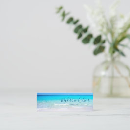 Minitarjeta De Visita Ocean Beach Sea Travel Aqua Blue Modern Thin