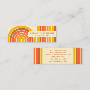 Minitarjeta De Visita Ola Retro Abstracta Nombre Personalizado