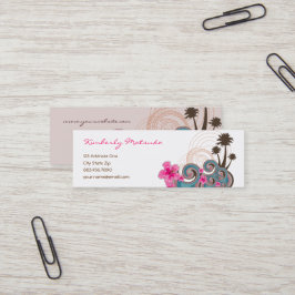 Minitarjeta De Visita Olas tropicales Piscina Hibiscus Beach Palm Trees 