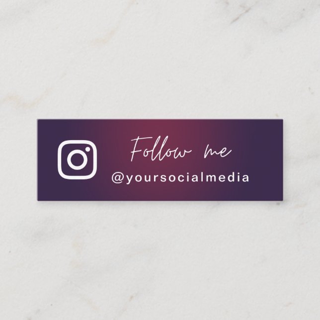 Minitarjeta De Visita Ombre morado oscuro sigue el código QR de los medi (Anverso)