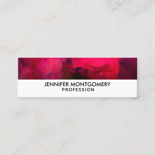 Minitarjeta De Visita Oscuro rojo y morado negrita y resumen moderno (Anverso)