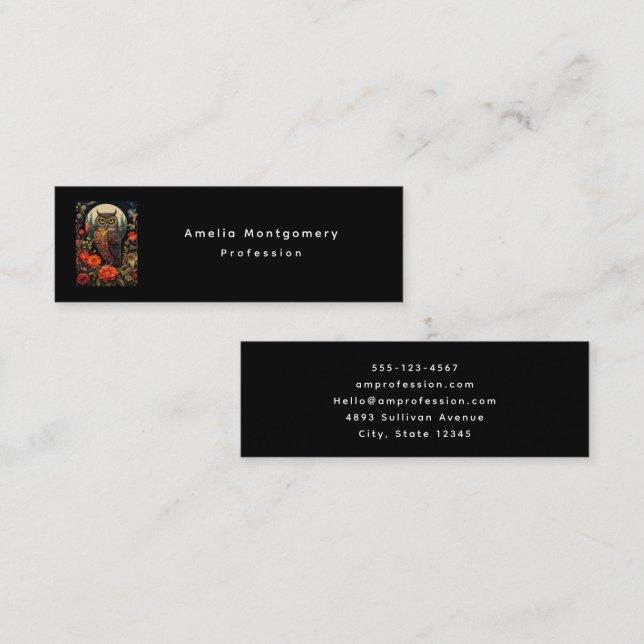 Minitarjeta De Visita Owl at Night with a Full Moon (Anverso / Reverso)