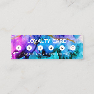 Minitarjeta De Visita Paint Splatter Gold y Purple Loyalty Card