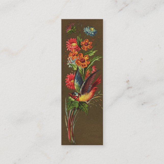 Minitarjeta De Visita Pájaro y Victorian clasificado de las flores (Anverso)