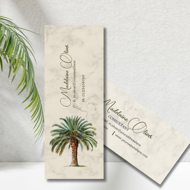 Minitarjeta De Visita Palm Tree Vintage Tropical Elegante (Subido por el creador)