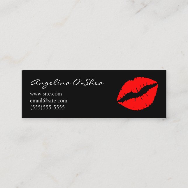 Minitarjeta De Visita Palo de labios negro y rojo (Anverso)
