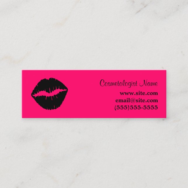 Minitarjeta De Visita Palo de labios rosa y negro (Anverso)