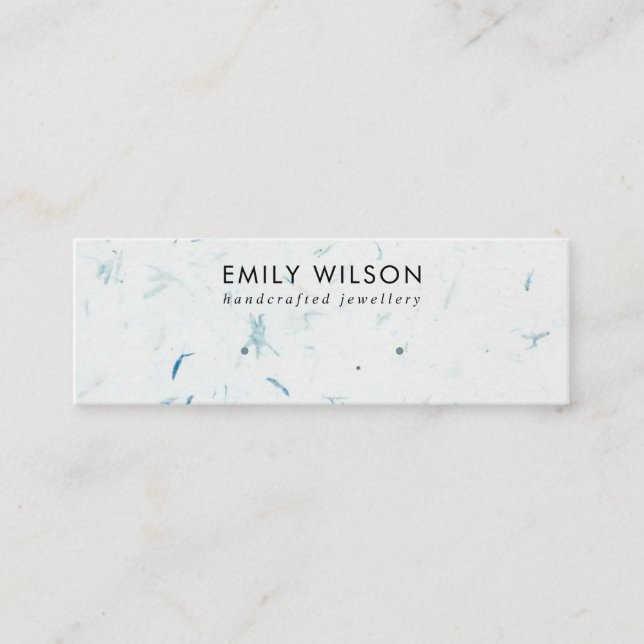 MINITARJETA DE VISITA PANTALLA AZUL PETAL HANDMADE PAPEL STUD EARRING (Anverso)