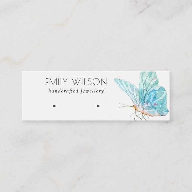 Minitarjeta De Visita Pantalla Cute Dreamy Blue Aqua Butterfly Earl (Anverso)
