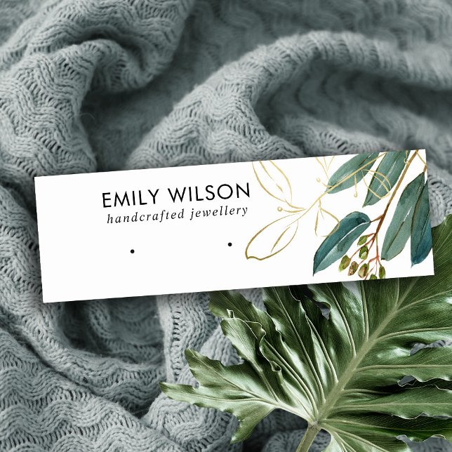 MINITARJETA DE VISITA PANTALLA DE GOLD GREEN EUCALYPTUS FAUNA EARRRRING  (Subido por el creador)