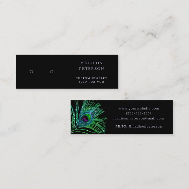 Minitarjeta De Visita Pantalla moderna de jarrón de plumas Purpurina (Anverso / Reverso)