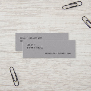 Minitarjeta De Visita Papel gris simple y delgado minimalista