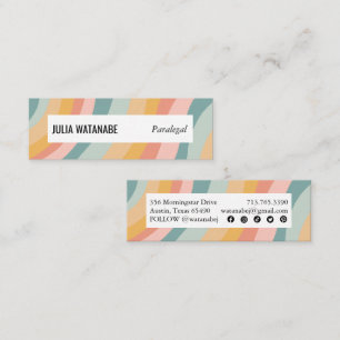 Minitarjeta De Visita Pastel suave arco iris franjas hechas a mano Icono