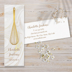 Minitarjeta De Visita Patisserie Chef Marble Swirls Gold Whisk