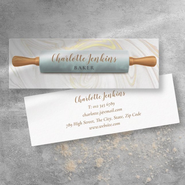Minitarjeta De Visita Patisserie Marble Swirls Rolling Pin Pastry Chef (Patisserie Marble Swirls Rolling Pin Pastry Chef Mini Business Card)