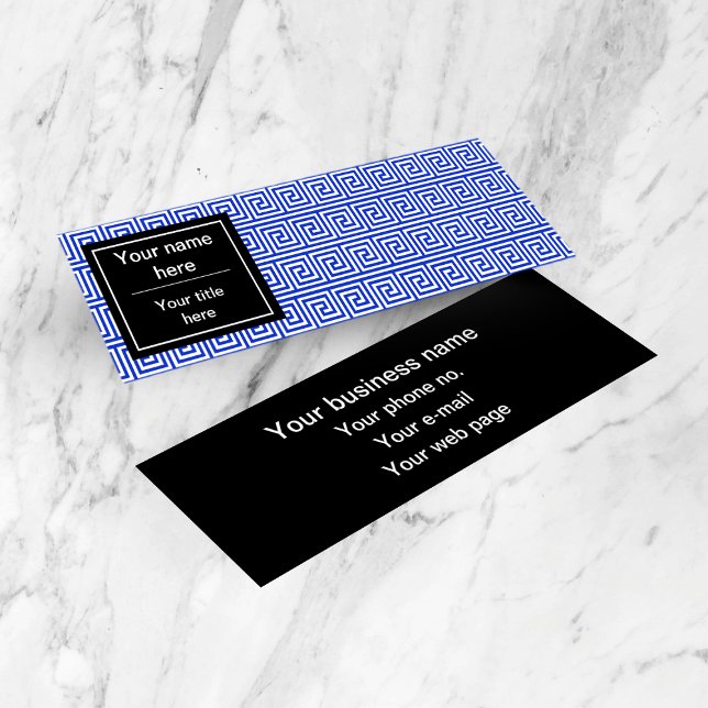 Minitarjeta De Visita Patrón azul de las cuadradas de la clave del meand (Subido por el creador)