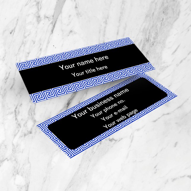 Minitarjeta De Visita Patrón azul de las cuadradas de la clave del meand (Subido por el creador)