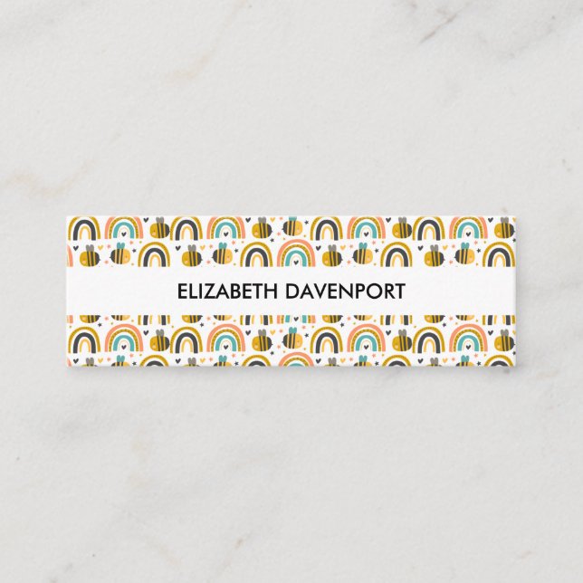 Minitarjeta De Visita Patrón de abejas y arbustos (Anverso)