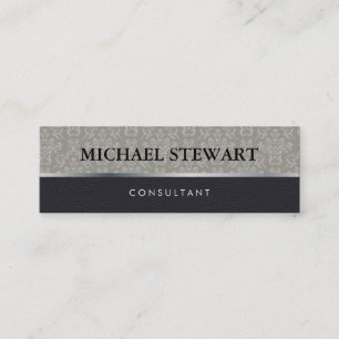 Minitarjeta De Visita Patrón de Damask clásico de cuero negro