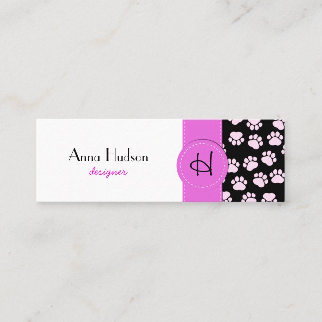 Minitarjeta De Visita Patrón De Paws, Perro Groomer, Perro Walker, Tiend (Anverso)