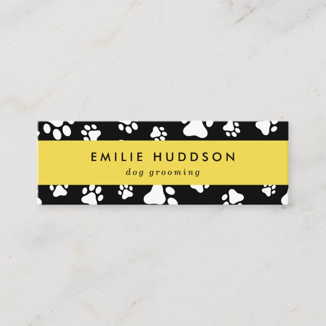 Minitarjeta De Visita Patrón De Paws, Perro Groomer, Perro Walker, Tiend (Anverso)