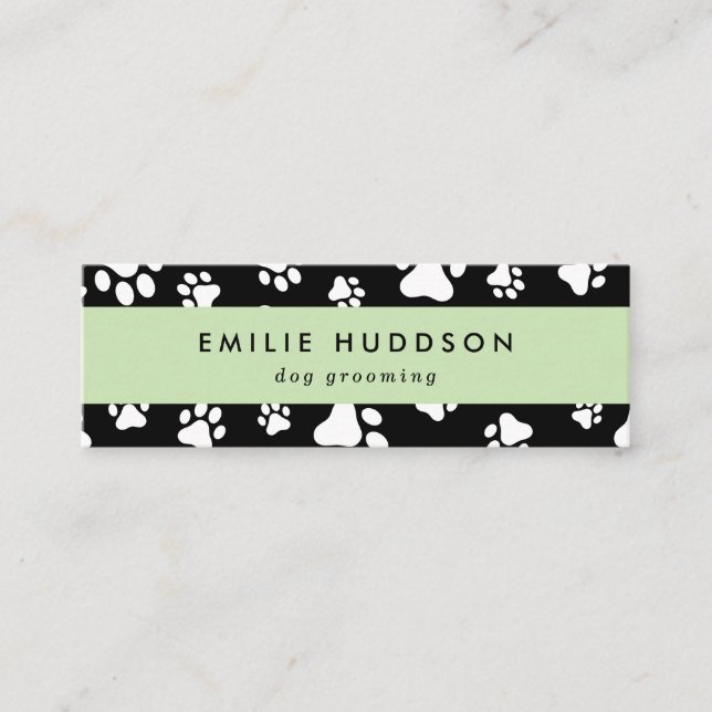 Minitarjeta De Visita Patrón De Paws, Perro Groomer, Perro Walker, Tiend (Anverso)