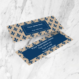 Minitarjeta De Visita Patrón Fleur de Lis, francés, real, azul marino