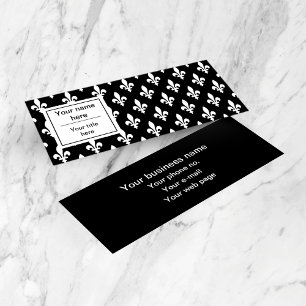 Minitarjeta De Visita Patrón Fleur de Lis, francés, real, blanco