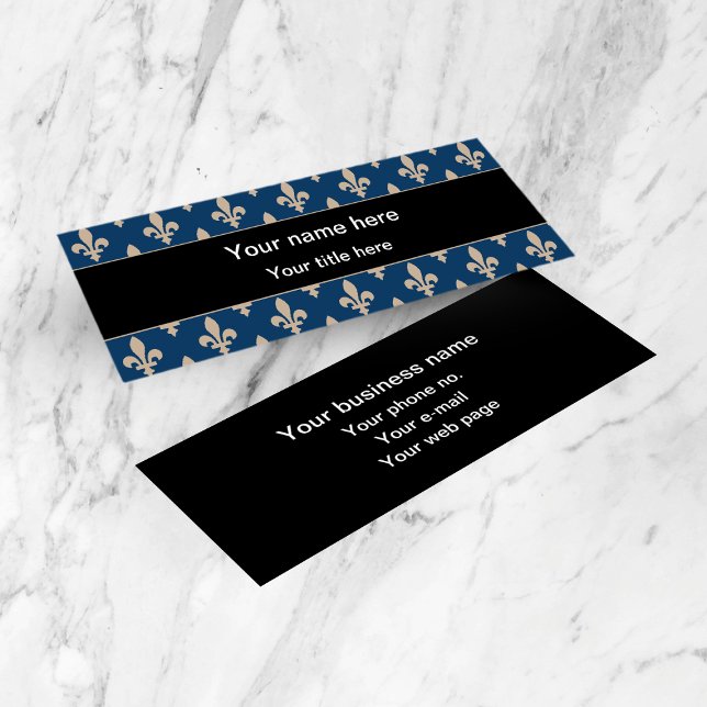 Minitarjeta De Visita Patrón Fleur de Lis, francés, real, crema, azul (Subido por el creador)