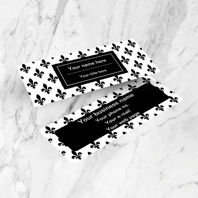 Minitarjeta De Visita Patrón Fleur de Lis, francés, real, negro (Subido por el creador)