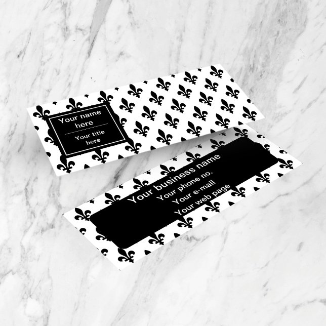 Minitarjeta De Visita Patrón Fleur de Lis, francés, real, negro (Subido por el creador)
