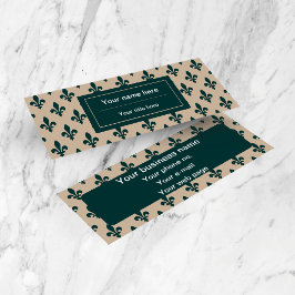 Minitarjeta De Visita Patrón Fleur de Lis, francés, real, verde