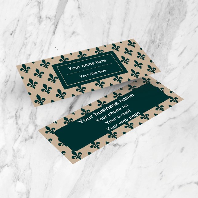 Minitarjeta De Visita Patrón Fleur de Lis, francés, real, verde (Subido por el creador)